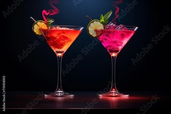 Obraz Two cocktail or mocktail glasses on a table