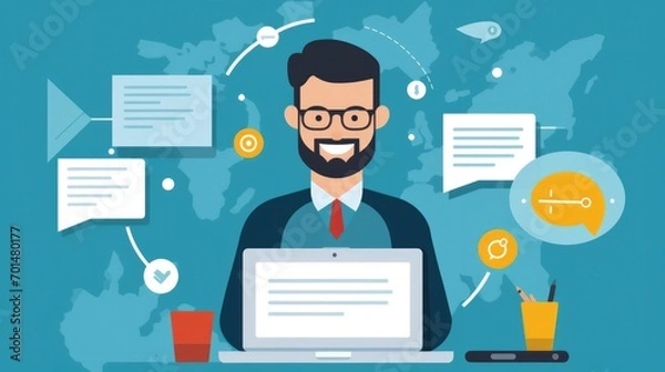 Fototapeta call center worker illustration generative ai