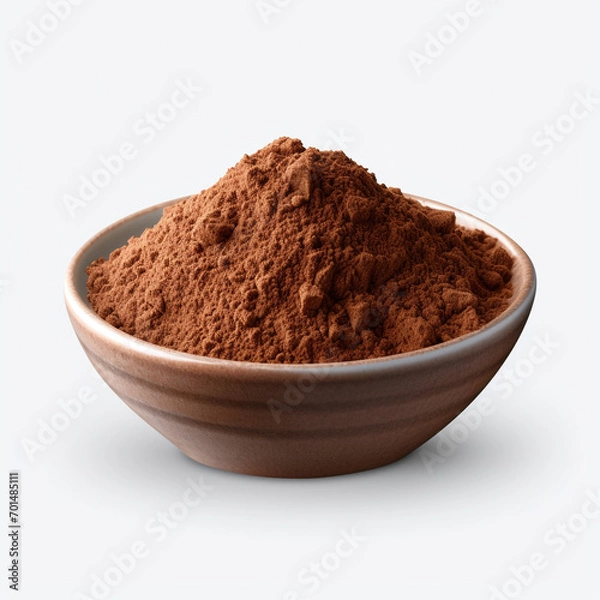 Fototapeta bowl of cocoa powder isolated on transparent background created with Generative Ai