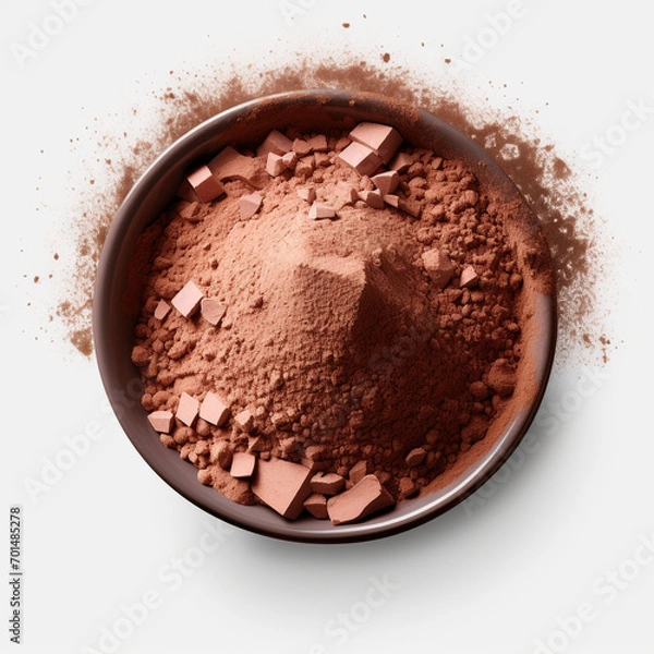 Fototapeta bowl of cocoa powder isolated on transparent background created with Generative Ai
