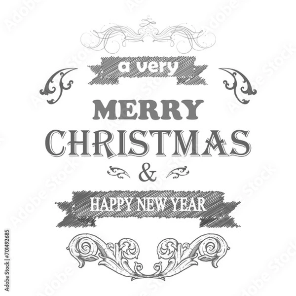 Fototapeta Merry Christmas and Happy New Year Typography Collection. Templates for Greeting Cards. Vector Logo, Emblems.. Item 8
