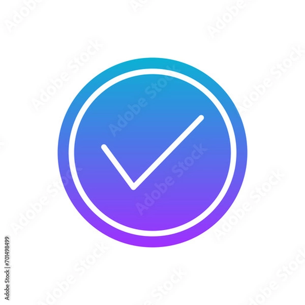 Fototapeta coloured and colorful blue white icon - Button ok