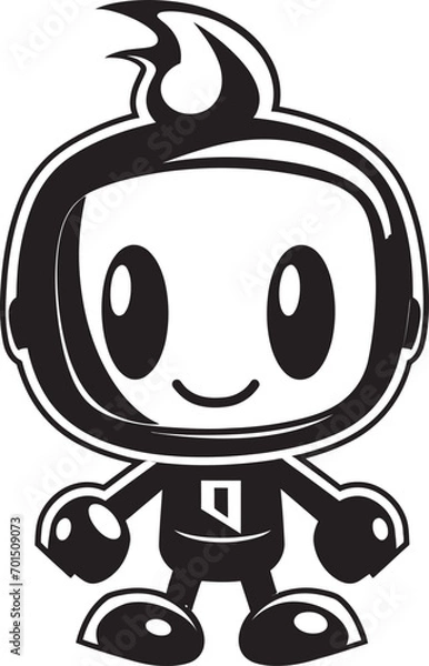 Obraz Cute Bomber Buddy Vector Logo Icon Blastastic Bot Blaster Black Emblematic Design