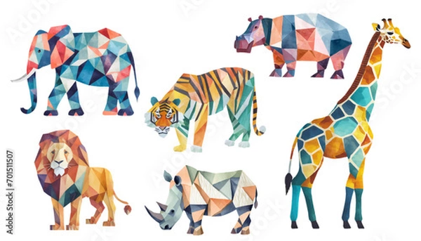 Obraz watercolor graphic resources with transparent background, wildlife drawing set / collection