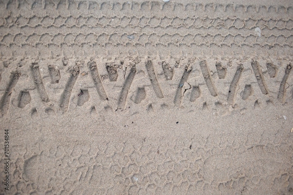 Fototapeta Tyre Tread on Sand