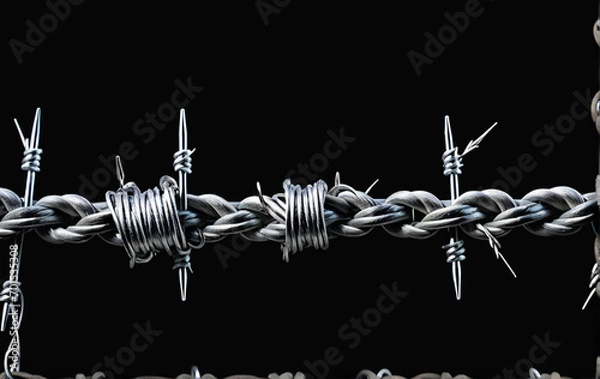 Obraz barbed wire on a black background