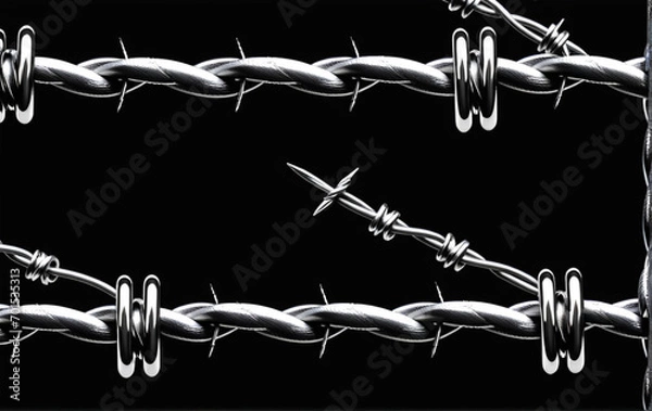 Obraz barbed wire on a black background