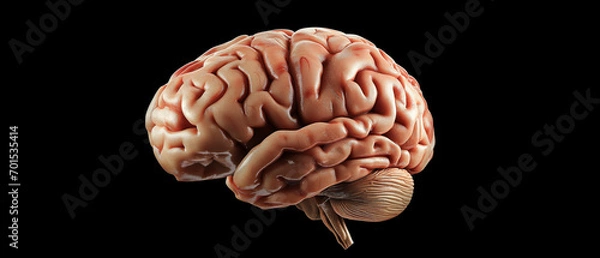 Fototapeta Neurological Marvel,  Detailed Human Brain Imaging on Black Background, Advancing Medical Science.