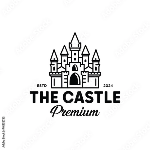 Fototapeta Monoline Castle Premium Logo Design