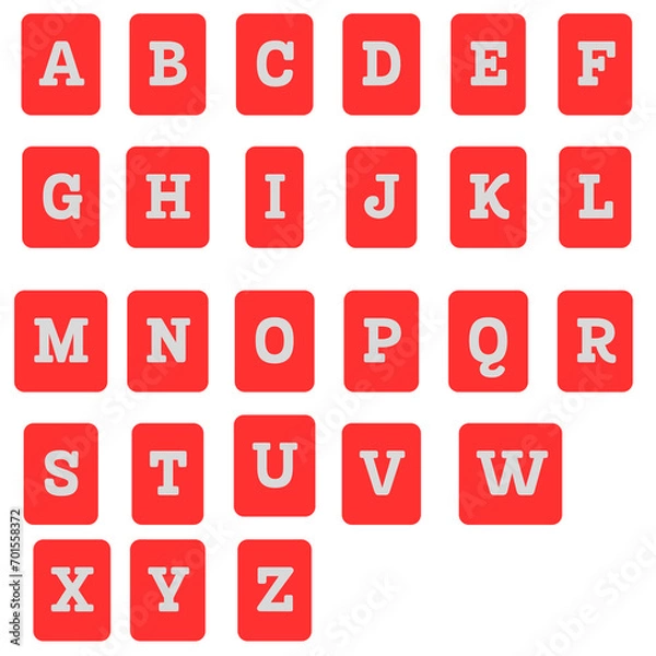 Fototapeta English alphabet in different colors with a red background