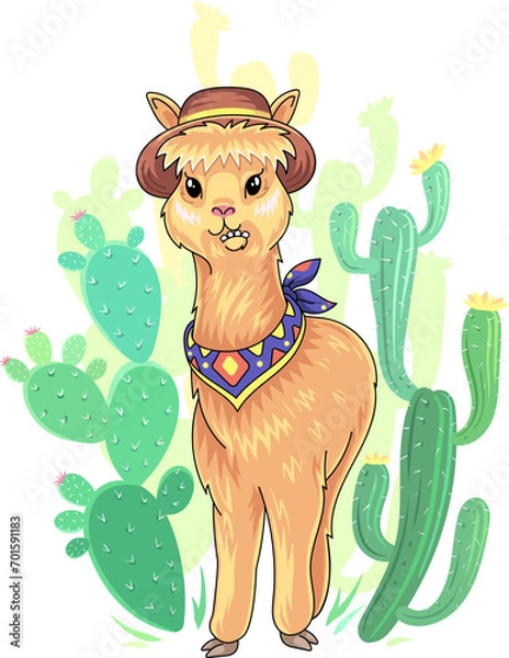 Obraz Vector Fun Llama Dressed up Illustration