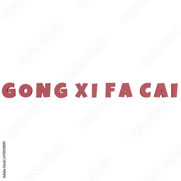 Obraz 3D Text Gong Xi Fa Cai