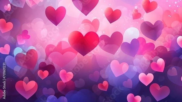 Obraz Hearts. Valentine's Day abstract background with hearts. Generative Ai