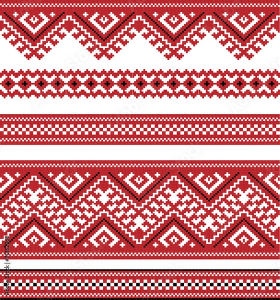 Obraz red color embroidered good like handmade