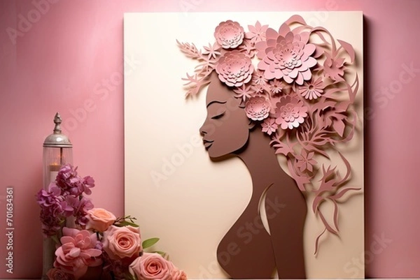 Obraz Art Deco Inspired Woman with Flower Crown. A fictional character created by Generative AI. 