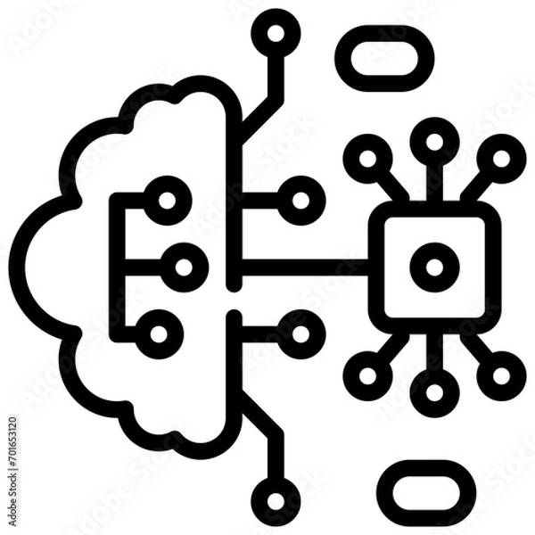Fototapeta ai artificial intelligence brain process technology simple line