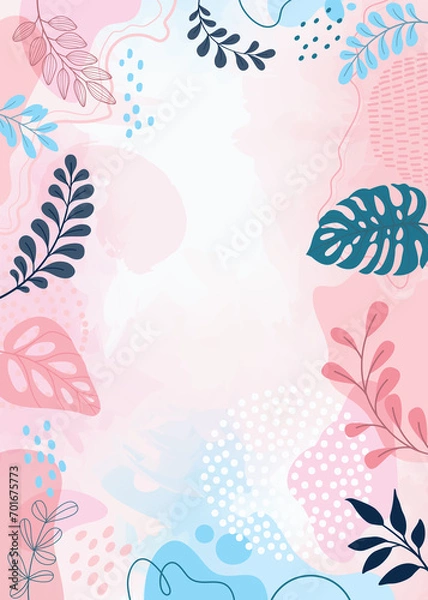 Fototapeta Design banner frame flower Spring background with beautiful. flower background for design. Colorful background with tropical plants