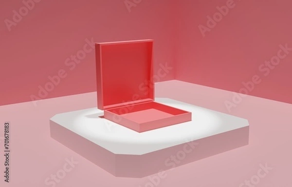Obraz 3D render Empty Red Jewelry Box illustration