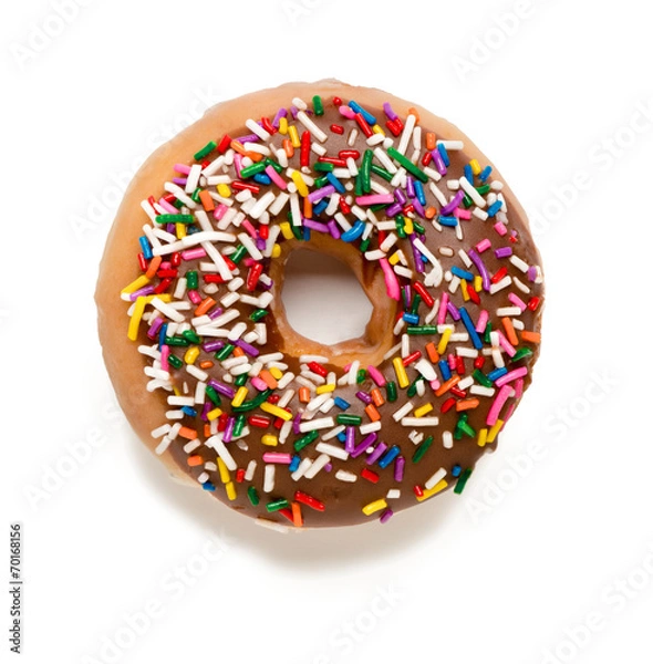 Obraz Chocolate Donut with Sprinkles on White