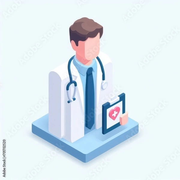 Obraz 3D icon of a veterinarian in isometric style on a white background