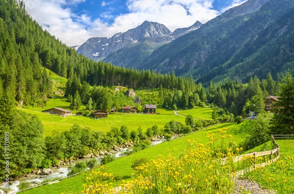 Obraz Amazing view of the beautiful valley with high peaks of the Alps