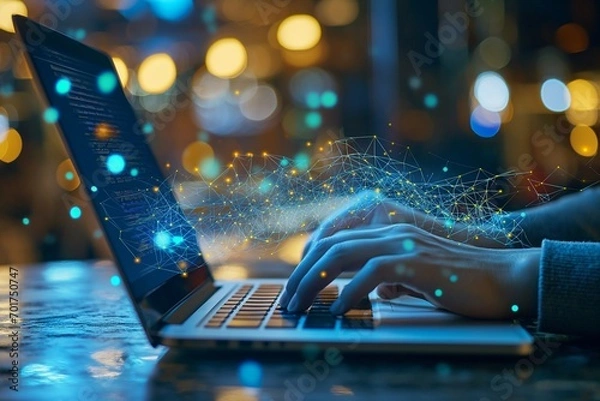 Fototapeta digital technology, global network connection and computing, 