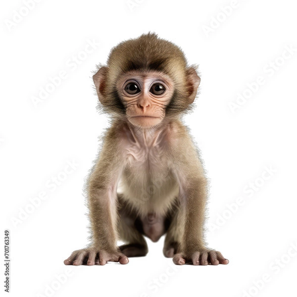 Fototapeta baby monkey are standing isolate on transparent background, png file