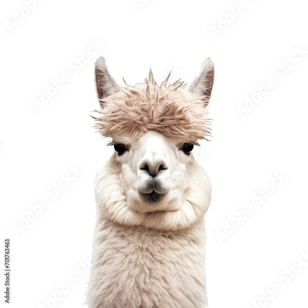 Obraz face of alpaca isolate on transparent background, png file