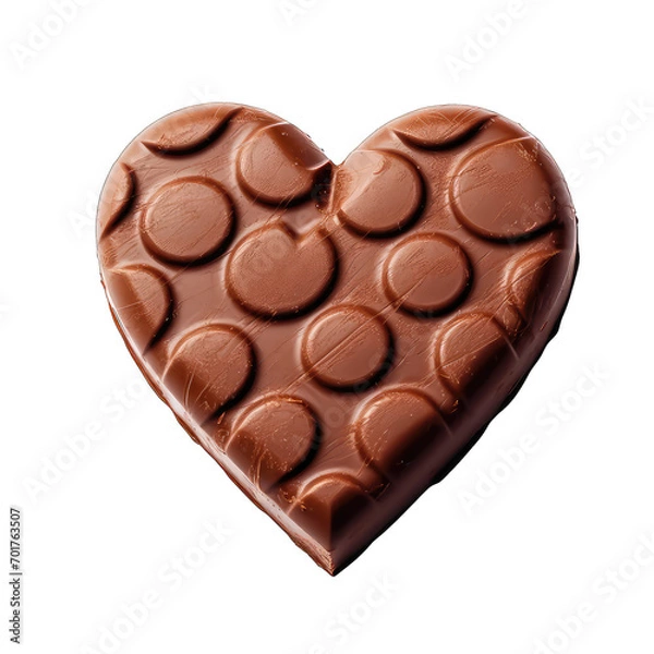 Obraz heart shaped piece of chocolate isolate on transparent background, png file