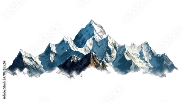 Obraz mountain peaks with snow-capped summits isolate on transparent background, png file