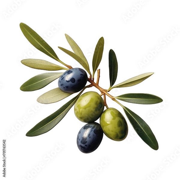 Obraz Olive branch with ripe isolate on transparent background, png file