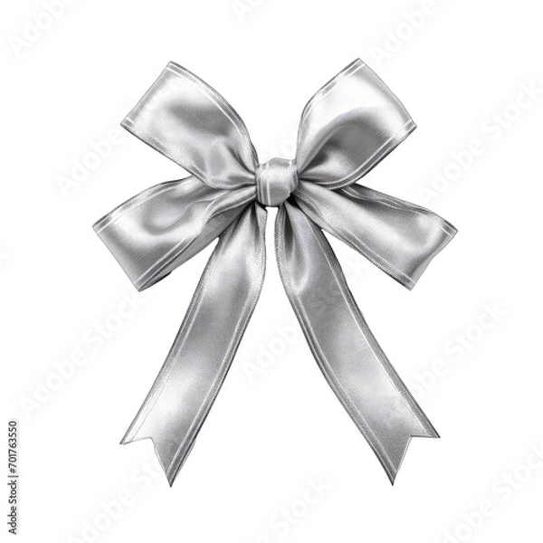 Obraz Silver ribbon for Christmas gift isolate on transparent background, png file