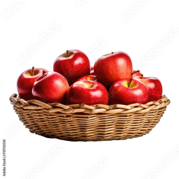 Obraz red Apples in a basket isolate on transparent background, png file