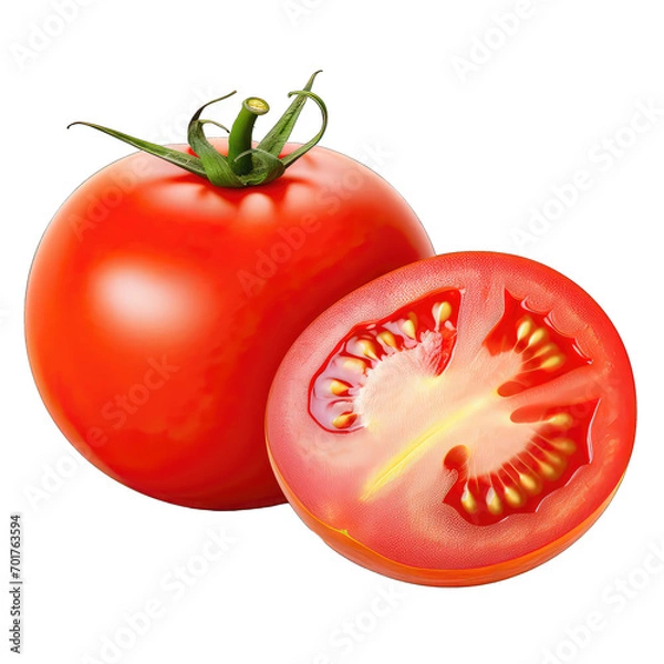Obraz tomato and a slice of tomato isolate on transparent background, png file