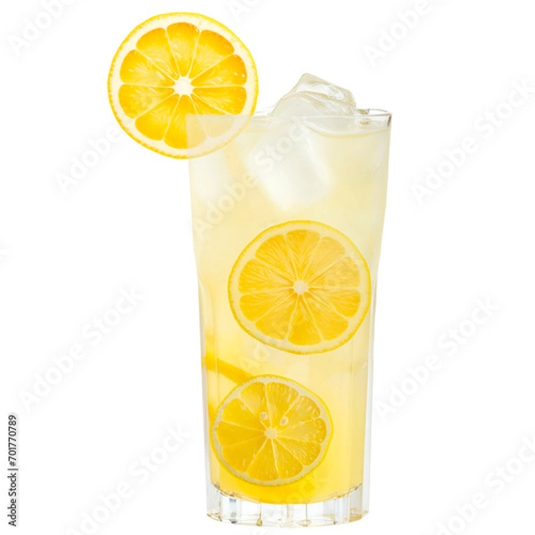 Fototapeta a glass of lemonade with lemon for a summer drink concept on a transparent background