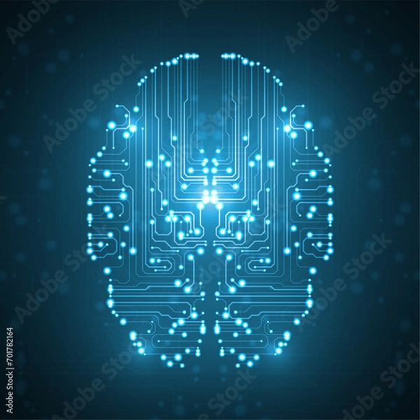 Fototapeta Artificial Intelligence illustration of brain.