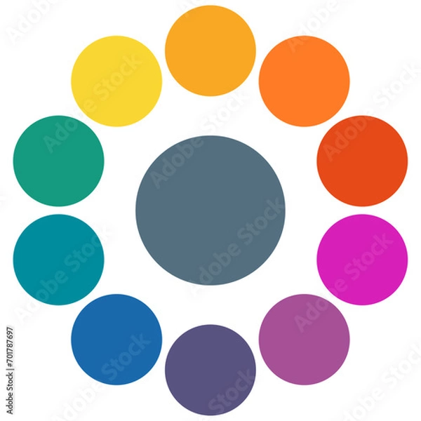 Fototapeta Infographic diagram with ten circles elements, instances in circular radial shape. Vector illustration.