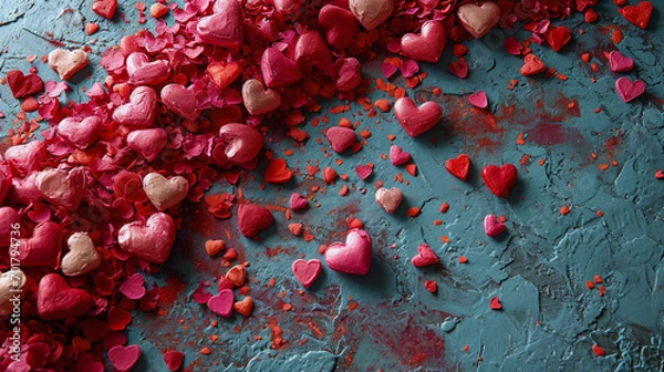 Fototapeta A Pink Heart Symphony in Romantic Bliss A vibrant background of soft pink hues adorned with intertwining hearts, symbolizing the celebration of enduring love on Valentine's Day