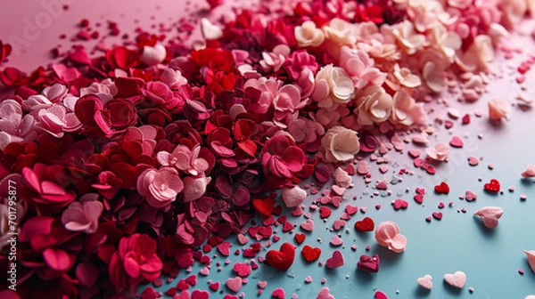 Fototapeta A Pink Heart Symphony in Romantic Bliss A vibrant background of soft pink hues adorned with intertwining hearts, symbolizing the celebration of enduring love on Valentine's Day