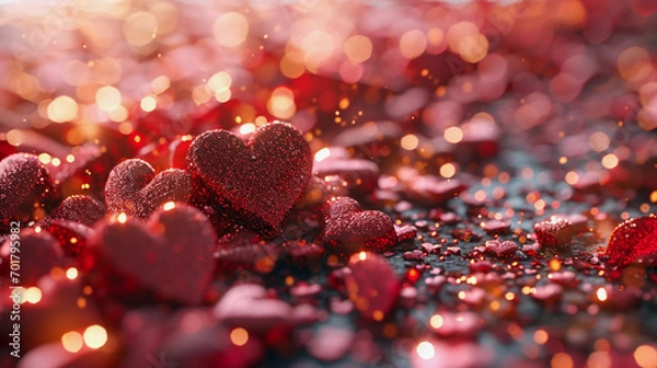 Fototapeta A Pink Heart Symphony in Romantic Bliss A vibrant background of soft pink hues adorned with intertwining hearts, symbolizing the celebration of enduring love on Valentine's Day