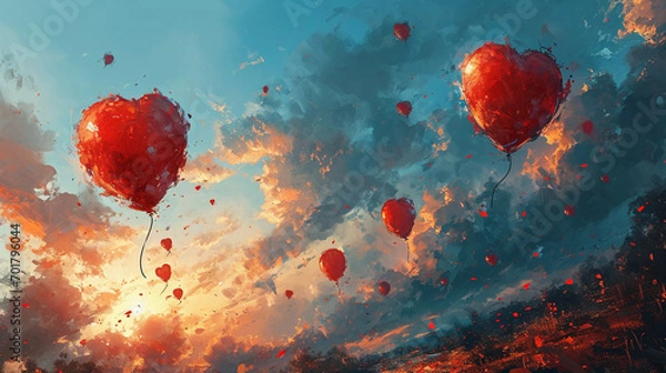 Fototapeta A Pink Heart Symphony in Romantic Bliss A vibrant background of soft pink hues adorned with intertwining hearts, symbolizing the celebration of enduring love on Valentine's Day
