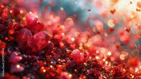 Fototapeta A Pink Heart Symphony in Romantic Bliss A vibrant background of soft pink hues adorned with intertwining hearts, symbolizing the celebration of enduring love on Valentine's Day