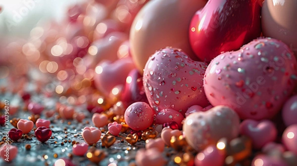 Fototapeta A Pink Heart Symphony in Romantic Bliss A vibrant background of soft pink hues adorned with intertwining hearts, symbolizing the celebration of enduring love on Valentine's Day