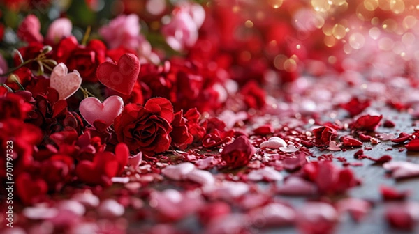 Fototapeta A Pink Heart Symphony in Romantic Bliss A vibrant background of soft pink hues adorned with intertwining hearts, symbolizing the celebration of enduring love on Valentine's Day