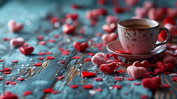 Fototapeta A Pink Heart Symphony in Romantic Bliss A vibrant background of soft pink hues adorned with intertwining hearts, symbolizing the celebration of enduring love on Valentine's Day