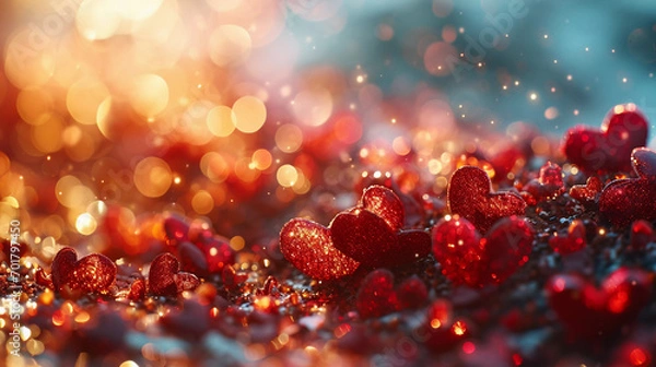 Fototapeta A Pink Heart Symphony in Romantic Bliss A vibrant background of soft pink hues adorned with intertwining hearts, symbolizing the celebration of enduring love on Valentine's Day