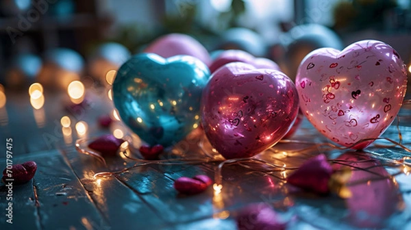 Fototapeta A Pink Heart Symphony in Romantic Bliss A vibrant background of soft pink hues adorned with intertwining hearts, symbolizing the celebration of enduring love on Valentine's Day