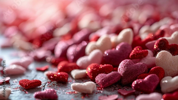 Fototapeta A Pink Heart Symphony in Romantic Bliss A vibrant background of soft pink hues adorned with intertwining hearts, symbolizing the celebration of enduring love on Valentine's Day