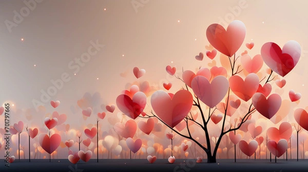 Fototapeta A Pink Heart Symphony in Romantic Bliss A vibrant background of soft pink hues adorned with intertwining hearts, symbolizing the celebration of enduring love on Valentine's Day