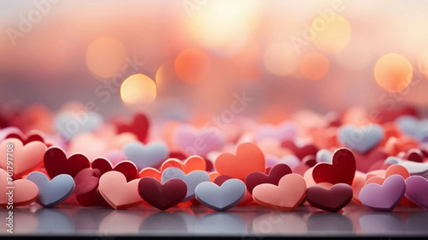 Fototapeta A Pink Heart Symphony in Romantic Bliss A vibrant background of soft pink hues adorned with intertwining hearts, symbolizing the celebration of enduring love on Valentine's Day